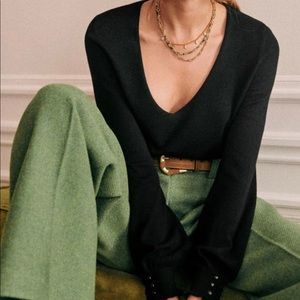 Sezane Alice jumper in black merino wool